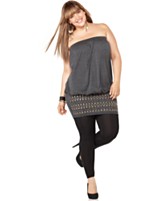 Baby Phat Plus Size Dress, Strapless Studded Banded Hem Baby Phat Plus Size Dress, Strapless Studded Banded Hem