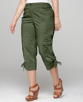 Style&co. Plus Size Pants, Cargo Drawstring Capri - Pants & Capris - Plus Sizes - Macy's