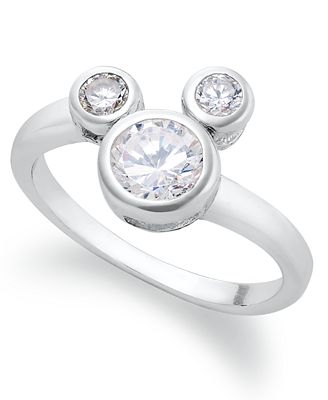 Disney Sterling Silver Ring, Mickey Mouse Cubic Zirconia Ring (13 ct ...