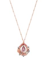 Betsey Johnson Necklace, Rose Gold-Tone Crystal Teardrop Pendant 