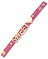 BCBGeneration Bracelet, Rose Gold-Tone Pink Canvas Sweetheart Affirmation Bracelet