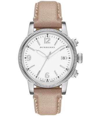 Burberry Watch, Women's Swiss Smooth Trench Leather Strap 38mm BU7822