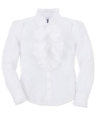 girls white ruffle blouse