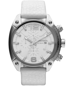 UPC 698615094509 product image for Diesel Unisex Chronograph Overflow White Leather Strap Watch 54x49mm DZ4315 | upcitemdb.com