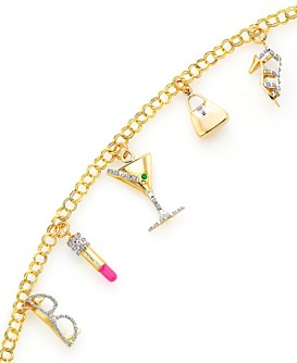 14k Gold Diamond Accent Charm Bracelet