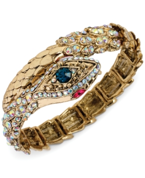 UPC 885043972930 product image for Betsey Johnson Gold-Tone Crystal Snake Wrap Stretch Bracelet | upcitemdb.com