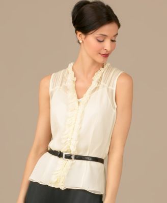 Alfani Silk Ruffle-Front Blouse