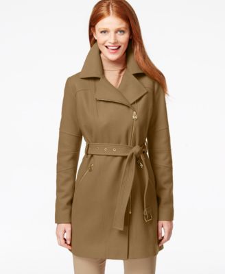 michael michael kors asymmetrical belted walker coat