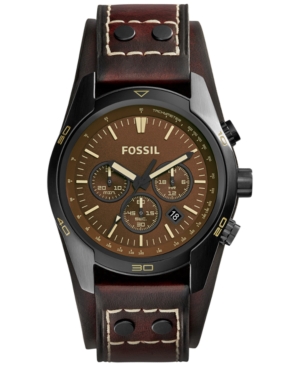 UPC 796483187511 product image for Fossil Men's Chronograph Coachman Dark Brown Leather Saddle Strap Watch 45mm CH2 | upcitemdb.com