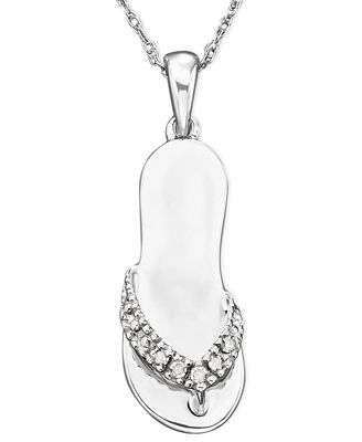Diamond Accent Flip Flop Diamond Pendant Necklace in 14k White Gold