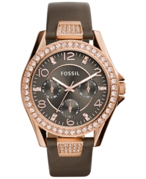 UPC 796483210585 product image for Fossil Women's Riley Gray Leather Strap Watch 38mm ES3888 | upcitemdb.com