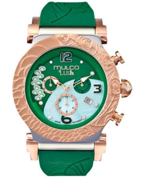 UPC 818958016901 product image for Mulco Women's Swiss Chronograph Lush Peacock Green Silicone Strap Watch 47mm MW5 | upcitemdb.com