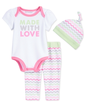 UPC 706255402506 product image for First Impressions Baby Girls' 3-Piece Made With Love Bodysuit, Stripe-Print Legg | upcitemdb.com