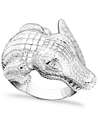 Sterling Silver Diamond Crocodile Ring