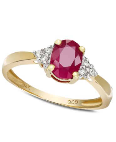 Ruby (1 ct. t.w.) and Diamond Accent Ring in 14k Gold - Rings - Jewelry & Watches - Macy&#39;s