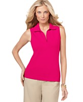 Karen Scott Top, Sleeveless Johnny Collar Karen Scott Top, Sleeveless Johnny Collar