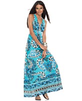 INC International Concepts Dress, Sleeveless V-Neck Empire Waist Printed Maxi INC International Concepts Dress, Sleeveless V-Neck Empire Waist Printed Maxi