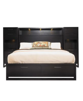 queen size storage bed with bookcase headboard plans