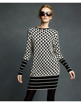Karl Lagerfeld for Impulse Dress, Long Sleeve Triangle Pattern Sweater Karl Lagerfeld for Impulse Dress, Long Sleeve Triangle Pattern Sweater