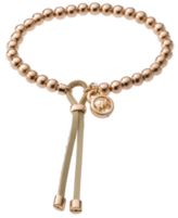 Michael Kors Bracelet, Rose Gold-Tone Beaded Leather Bracelet