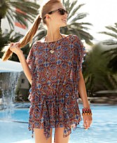 Jessica Simpson Cover Up, Flutter Sleeve Exotic Print Ruffled