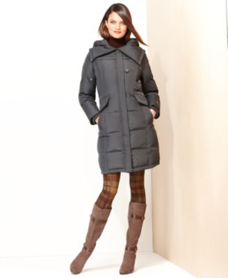 DKNY Coat, Hooded Quilted Puffer