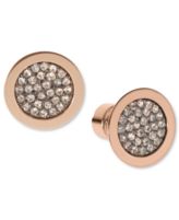 Michael Kors Earrings, Rose Gold-Tone Pave Slice Stud Earrings