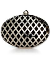 Jessica McClintock Handbag, Silver Minaudiere Evening Clutch