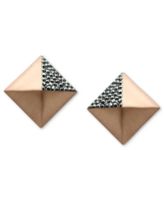 Jill Zarin Earrings, Rose Gold-Tone Jet Hematite Crystal Pyramid Stud Earrings