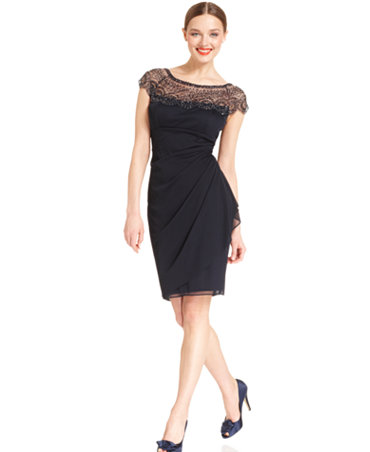 Xscape Cap-Sleeve Beaded Dress - Dresses - Women - Macy's