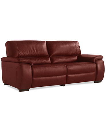 Marchella Leather Dual Power Reclining Sofa - Furniture - Macy&#39;s