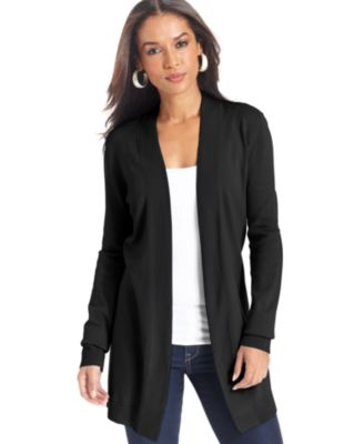 JM Collection Long-Sleeve Open-Front Cardigan - Sweaters - Women ...