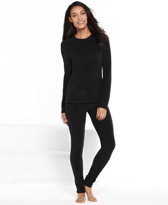 ... Fleecewear Long Sleeve Top and Leggings - Lingerie - Women - Macy's