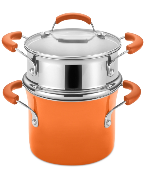 Rachael Ray Hard Enamel 3 Qt. Covered Saucepot with Steamer Insert