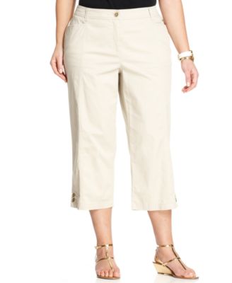 Karen Scott Plus Size Cargo Capri Pants - Pants & Capris - Plus ...