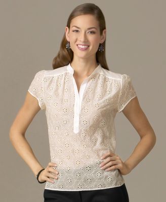 BCBG Eyelet Voile Top
