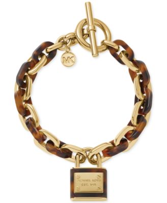 Michael Kors Gold-Tone Tortoise Curb Chain Bracelet - Fashion Jewelry