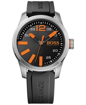 UPC 885997126632 product image for Hugo Boss Men's Boss Orange Paris Black Silicone Strap Watch 44mm 1513059 | upcitemdb.com
