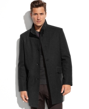 UPC 646823002571 product image for Kenneth Cole Wool-Blend Faux-Leather-Trim Walking Coat | upcitemdb.com