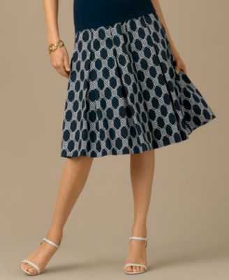 Jones New York Signature Woman Sateen Knot-Print Gored Skirt