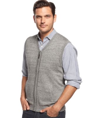 Tasso Elba Solid Full-Zip Sweater Vest - Sweaters - Men - Macy's