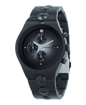 Fossil Watch, Men's Black Stainless Steel Ion Plated Chronograph FS4157