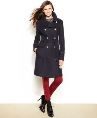 Vince Camuto Belted Wool-Blend Military Coat - Coats - Women - Macy's