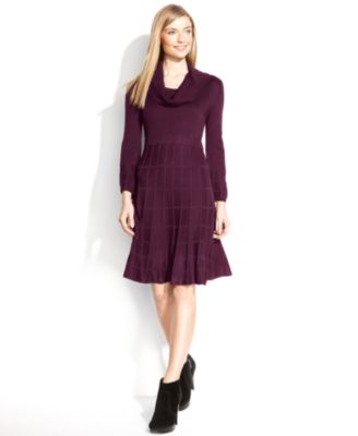 Calvin Klein Long-Sleeve Cowl-Neck Sweater Dress - Dresses - Women ...