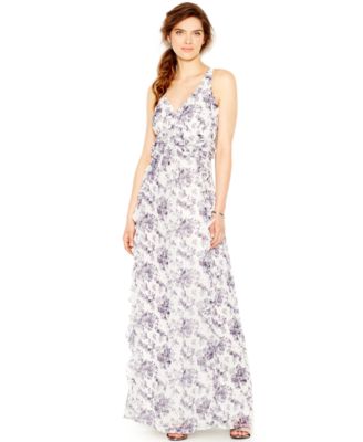 Jessica Simpson Sleeveless V-Neck Floral-Print Maxi Dress ...