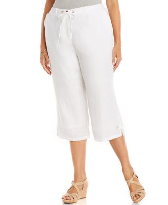 JM Collection Plus Size Linen Capri Pants - Pants & Capris - Plus ...