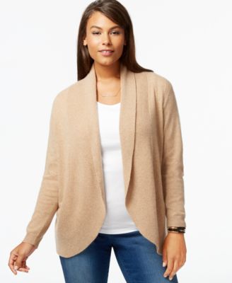 Charter Club Plus Size Cashmere Open-Front Cardigan - Sweaters ...