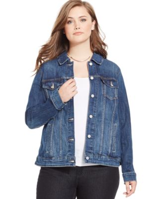 Jessica Simpson Plus Size Pixie Distressed Denim Jacket - Plus ...