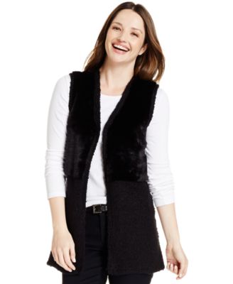 Style & Co. Faux-Fur Vest - Sweaters - Women - Macy's