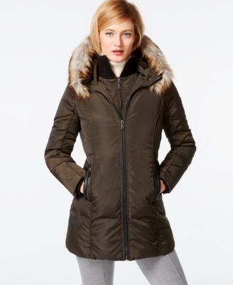 MICHAEL Michael Kors Faux-Fur-Trim Down Coat - Coats - Women - Macy's